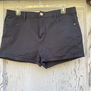Refuge Turn Cuff High Waist Shorts Women's Size 14 Dark Grey Pockets RN#101331